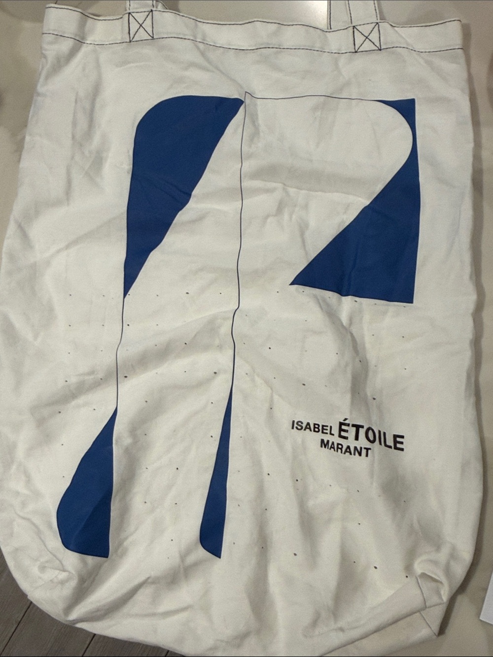 Isabel Marant White Tote with Blue Abstract Graphic